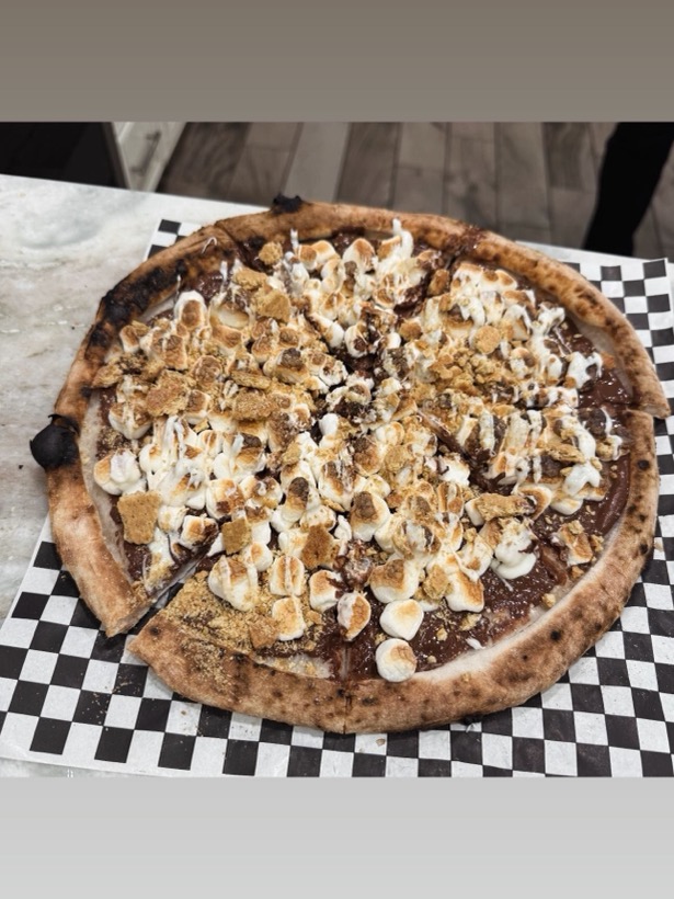 S'mores dessert pizza with toasted marshmallow and graham